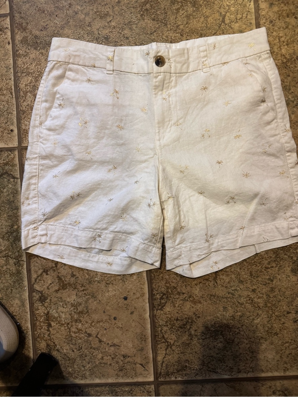 Old Navy White Linen-Blend Embroidered Bermuda Shorts